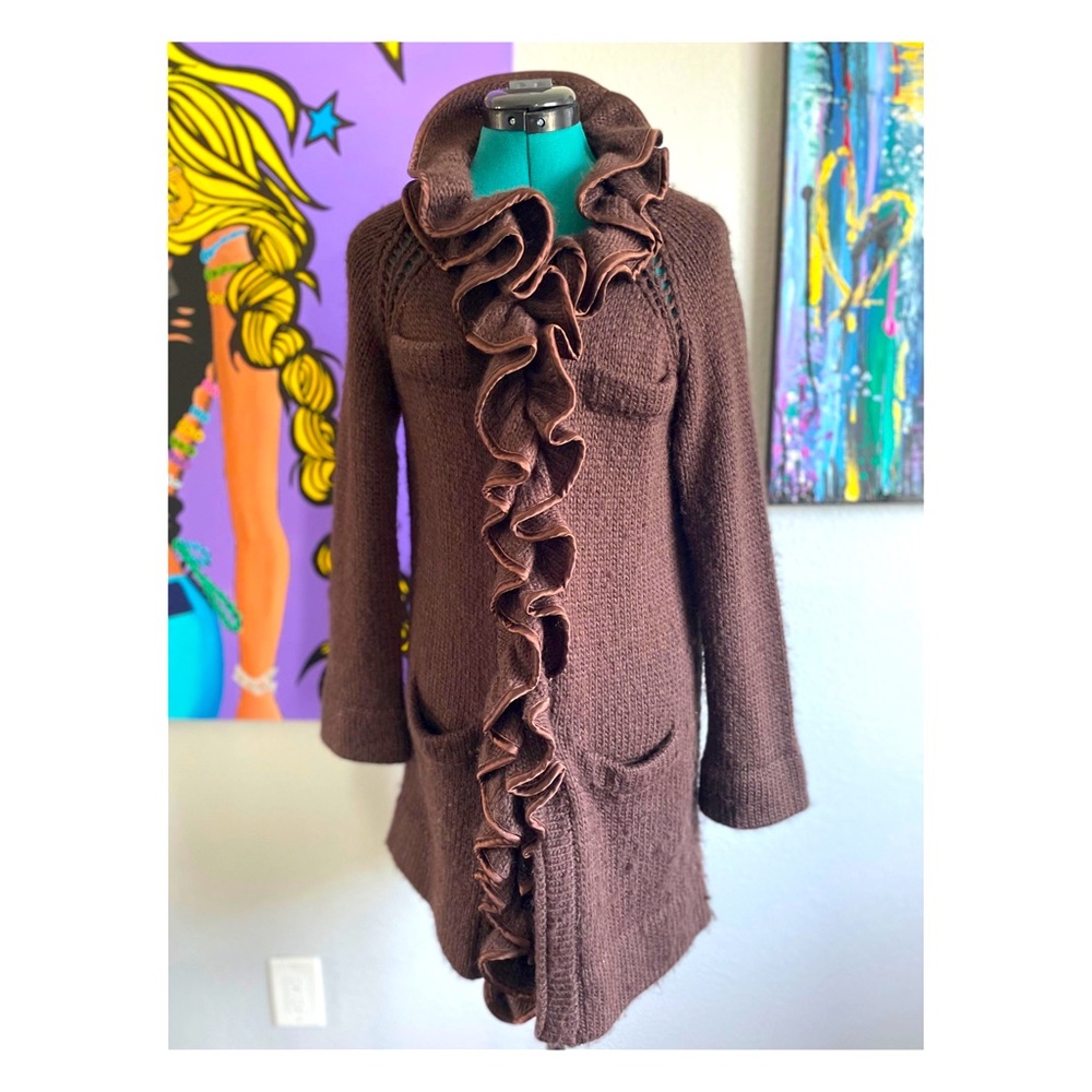 Ruffled Wool Blend Sweater